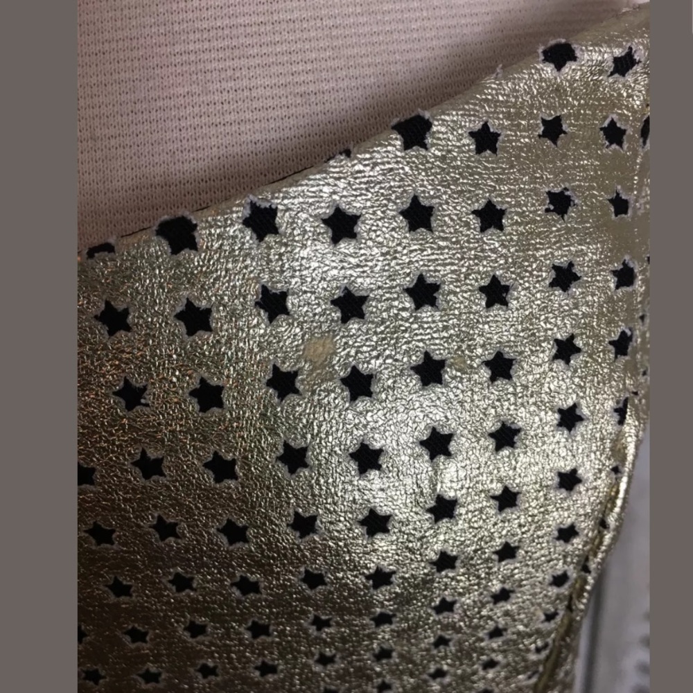 Gold Star Print Mini Dress Sz L Nwt flaw - Picture 3 of 7